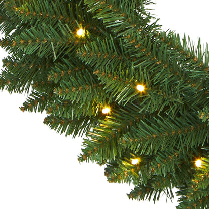 Couronne de Noël Artificielle en Pin Vert 61 cm avec 35 LED Claires